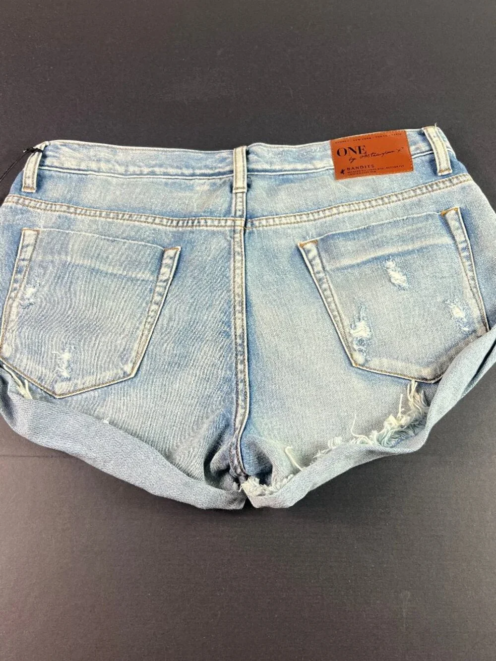 One Teaspoon Shorts Women's 33* Bandits Twisted Cuff Blue Denim Jorts Tag 29